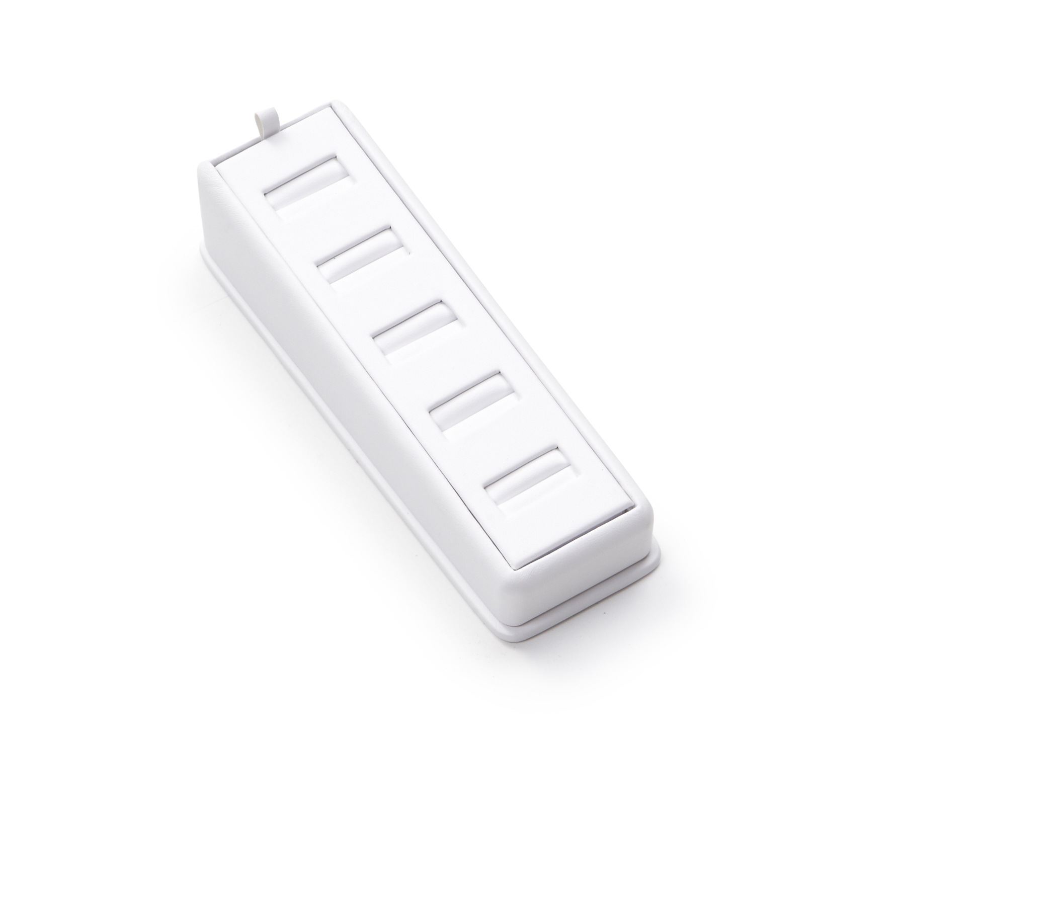 White Leatherette 5 Ring Slot Stand