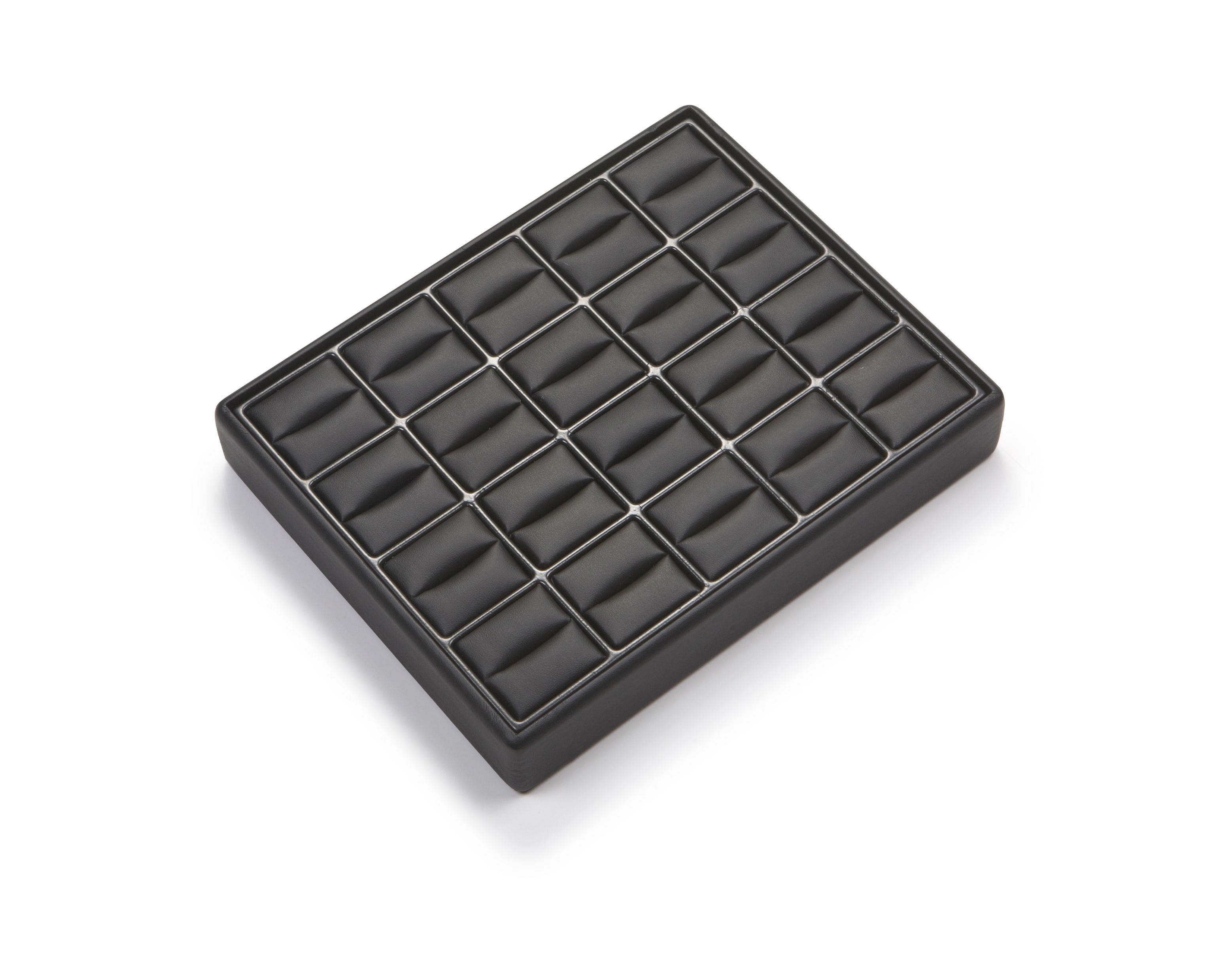 Black Leatherette 20 Slot Ring Tray