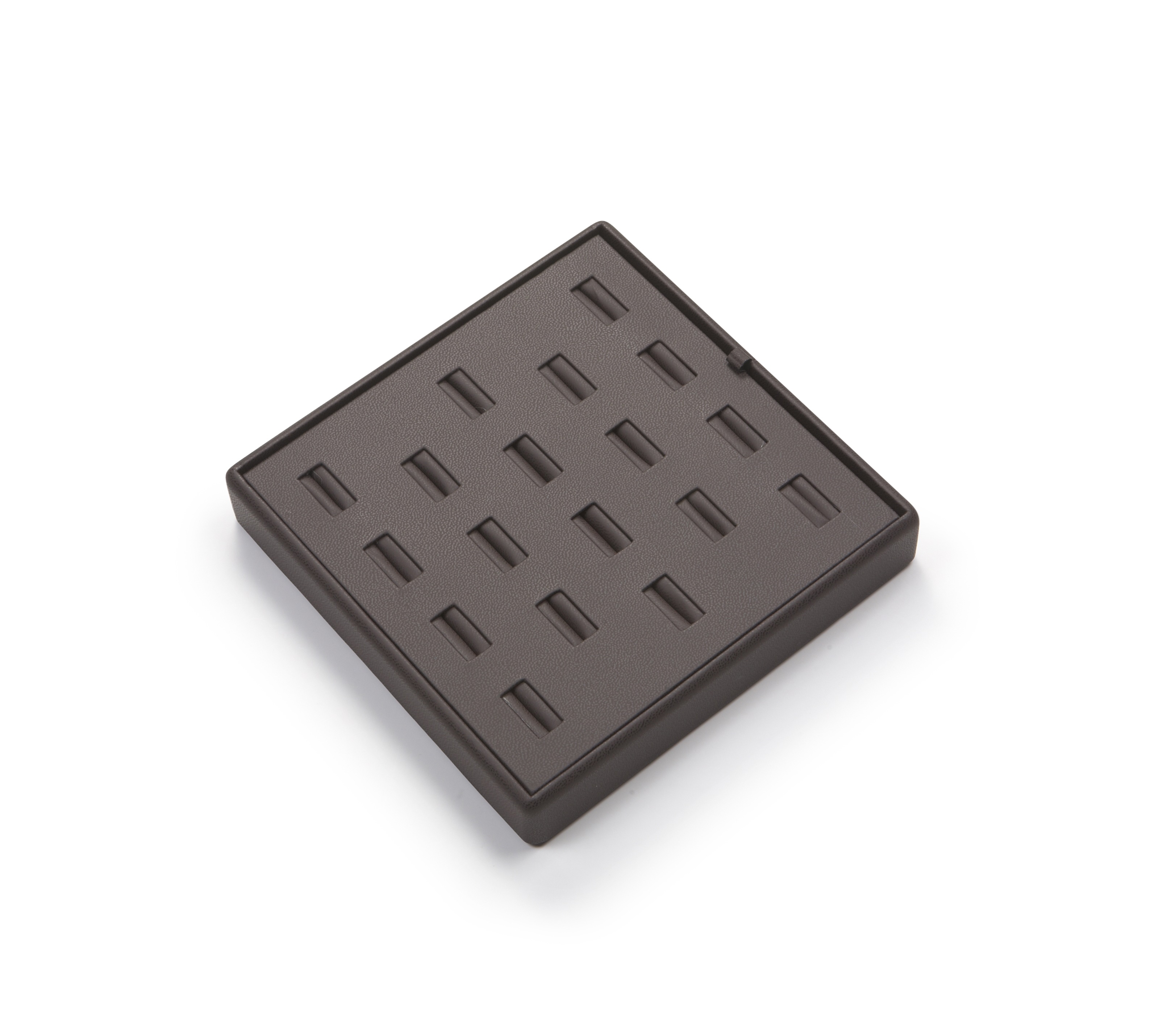 Chocolate Leatherette 18 Slot Ring Tray