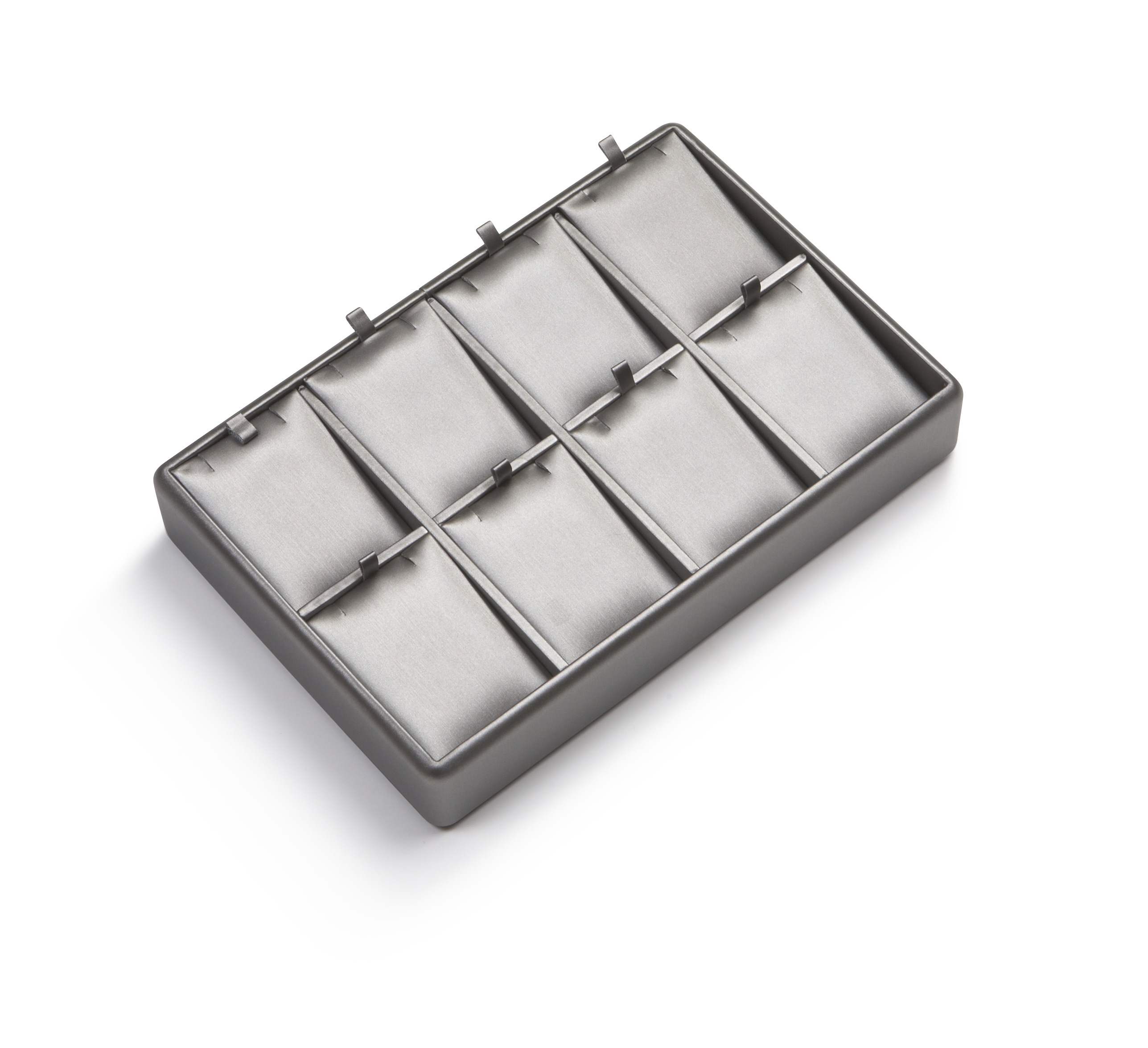 Silver Gray Leatherette 8 Pendant Tray