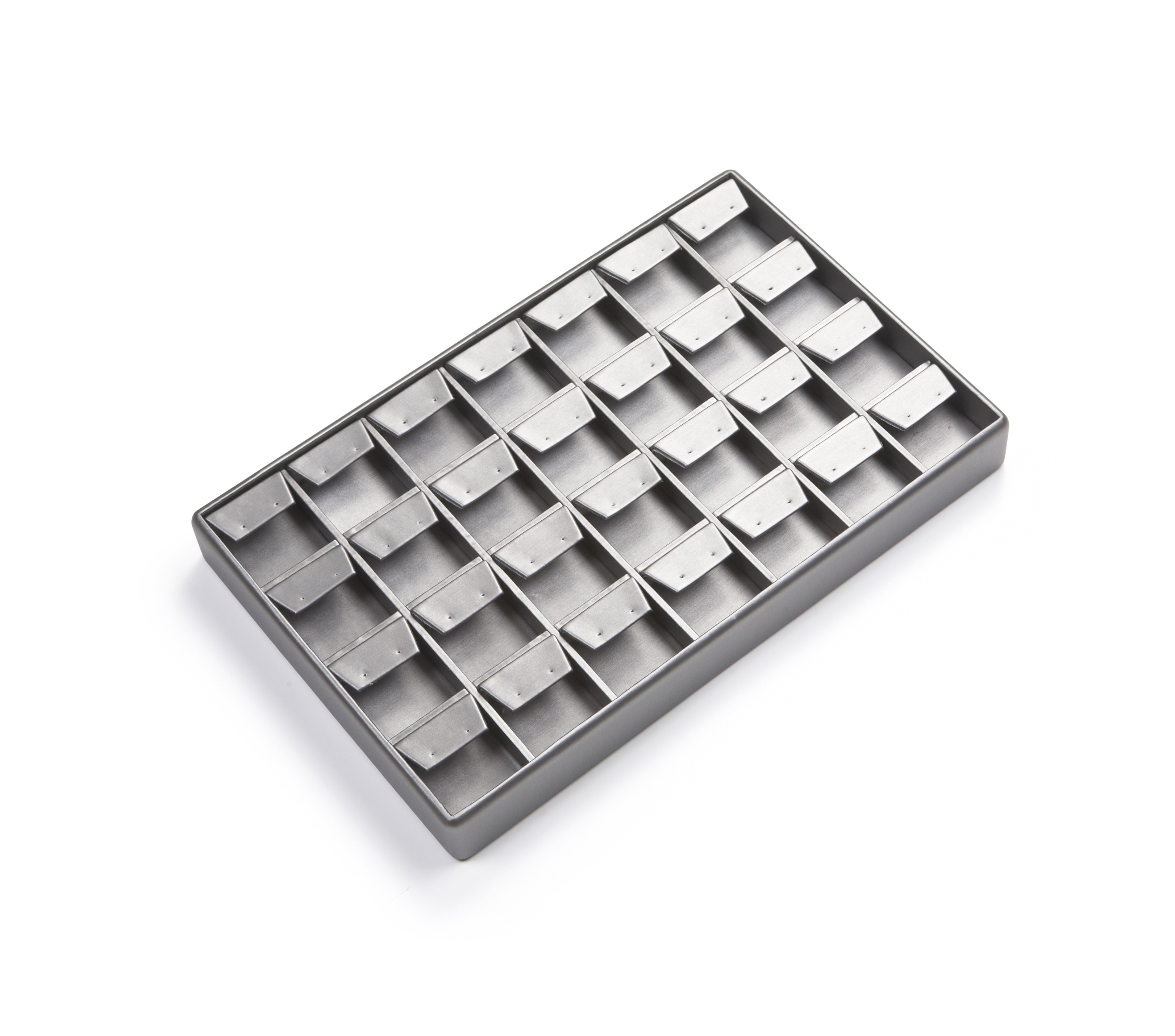 Silver Gray Leatherette 28 Earring Tray