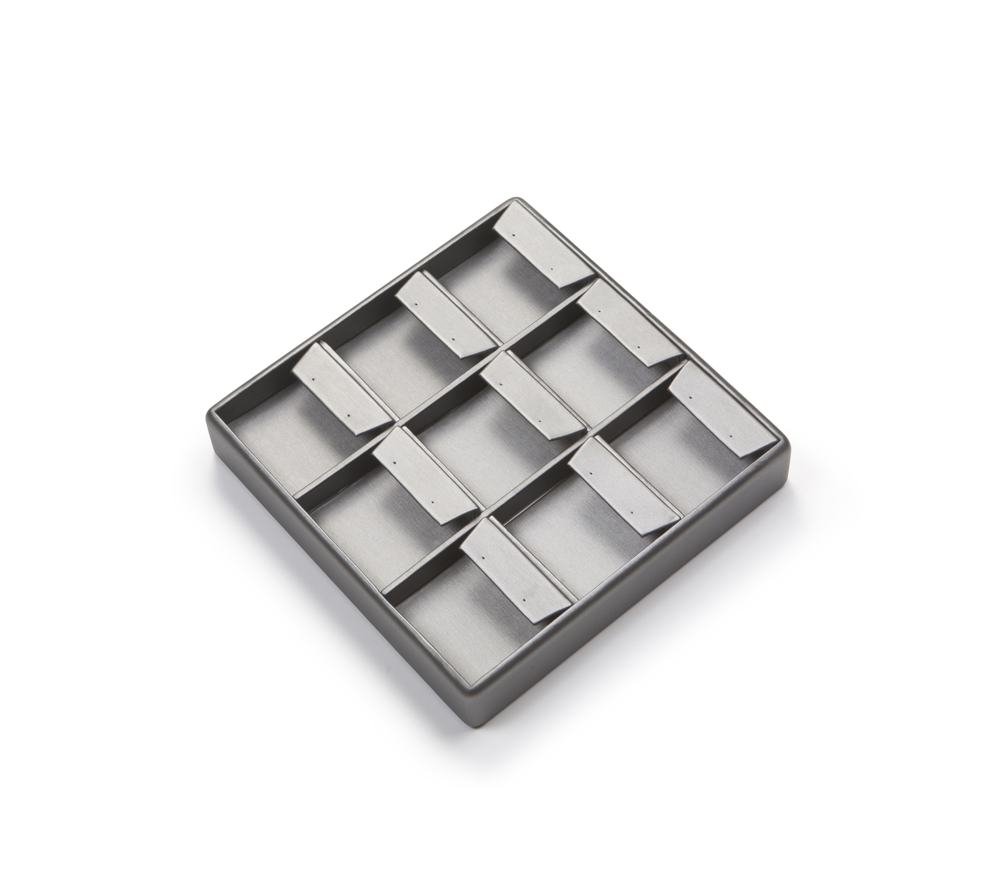 Silver Gray Leatherette 9 Earring Tray