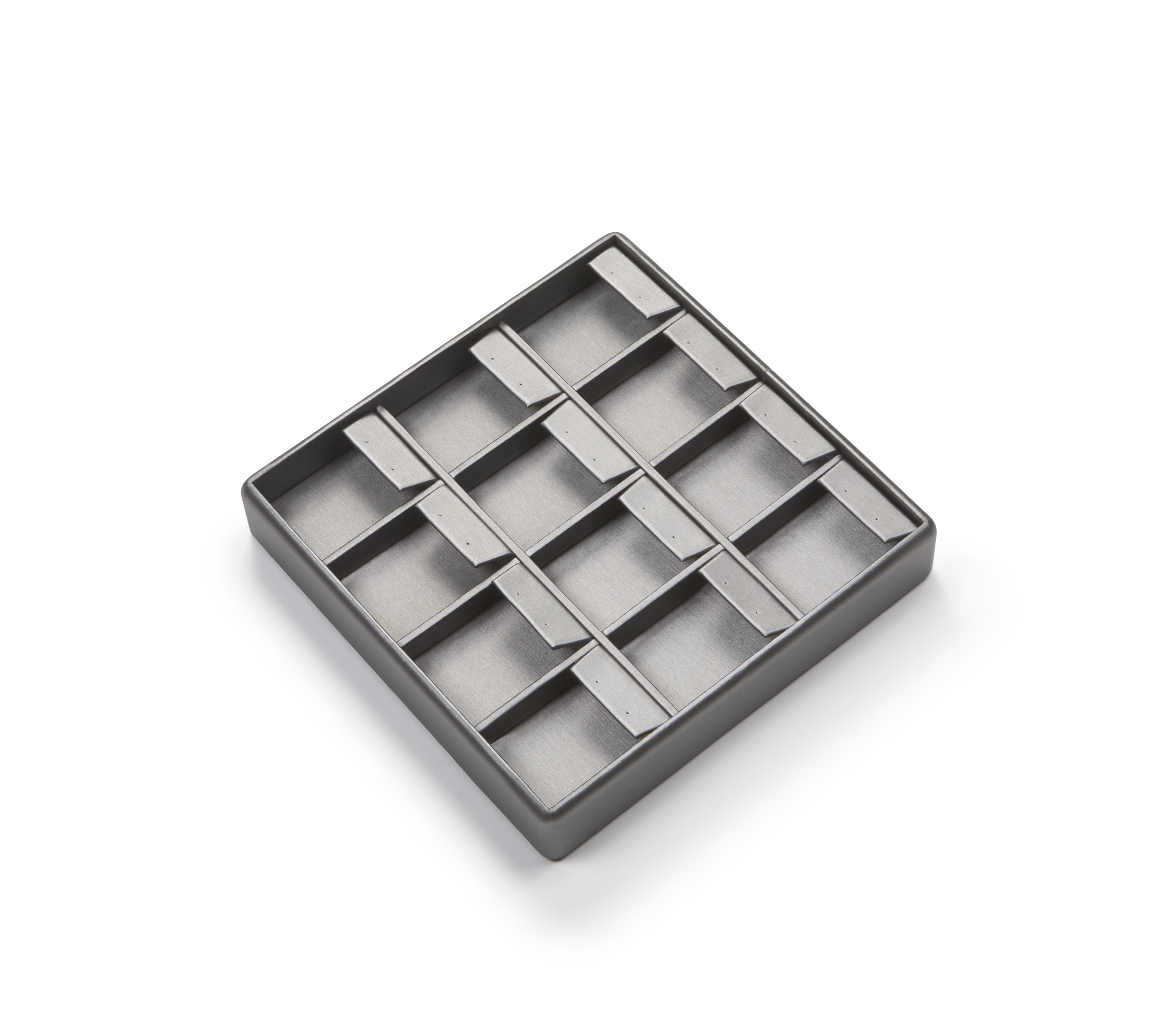 Silver Gray Leatherette 12 Earring Tray