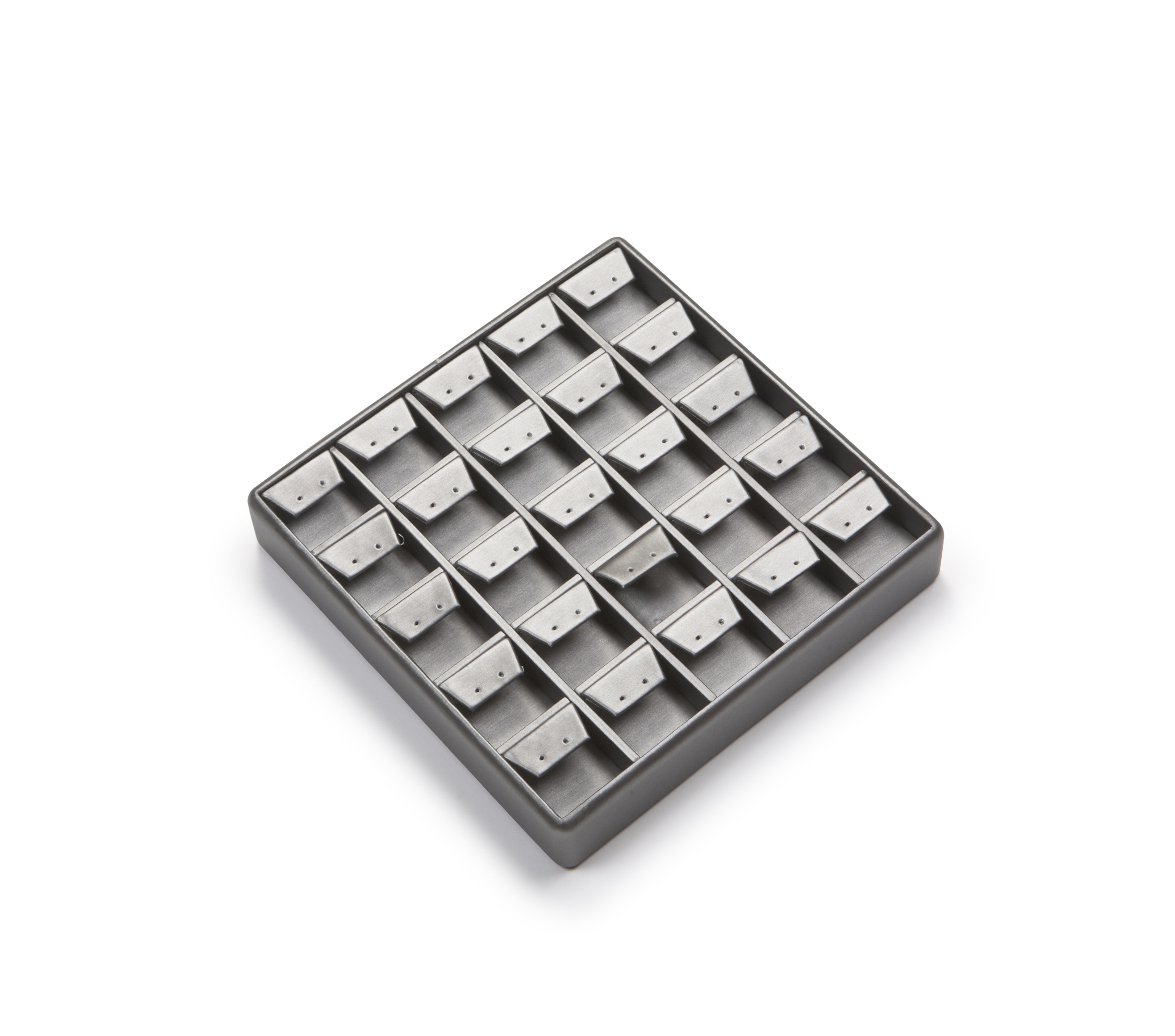 Silver Gray Leatherette 25 Earring Tray