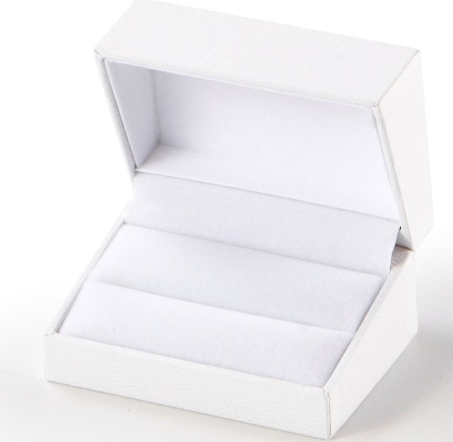White Textured Leatherette Double Ring Slot Box